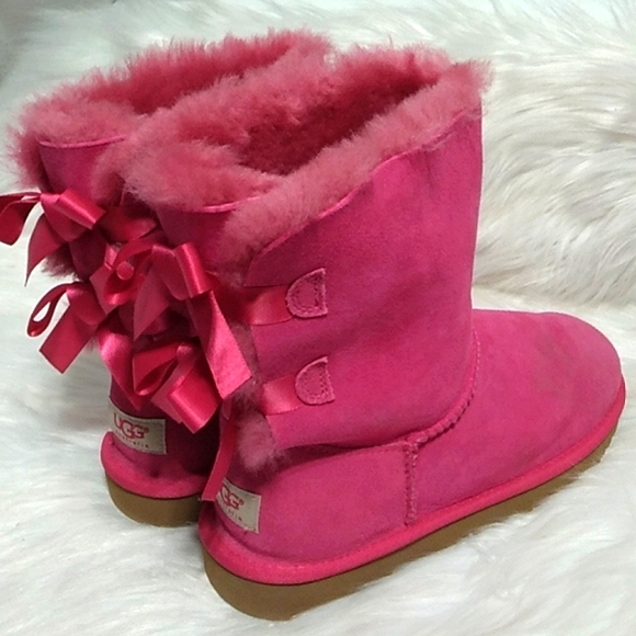 NWOT UGG Eva Bow Sheepskin & Fur Boots Sz.5 - Picture 4 of 16